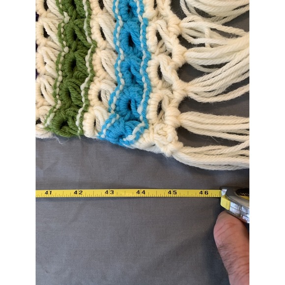 Handmade Crochet Granny Square Blanket Vintage Roseanne Afghan Throw 45"x24" - Picture 3 of 3